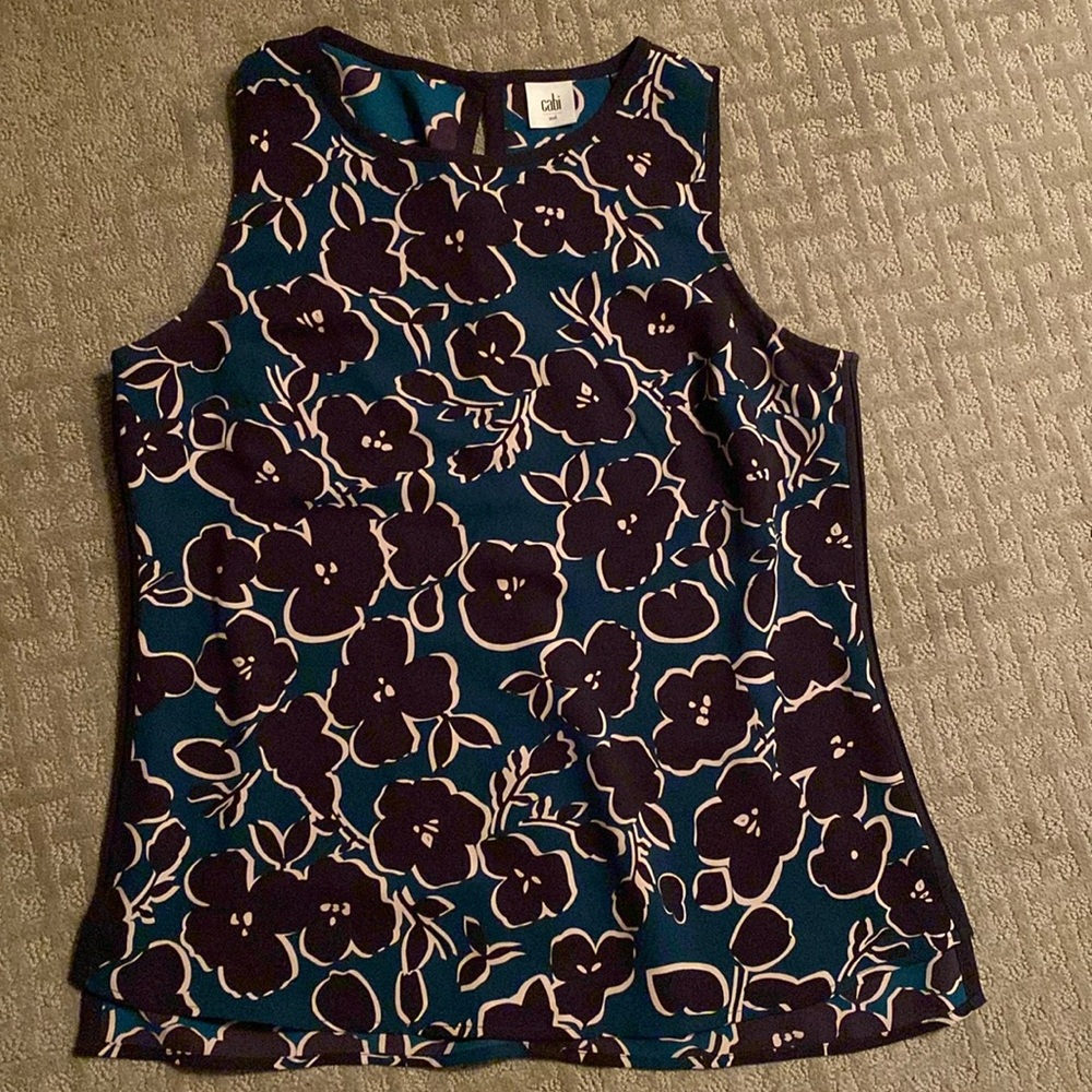 Blue flowered sleeveless top, by CABI.